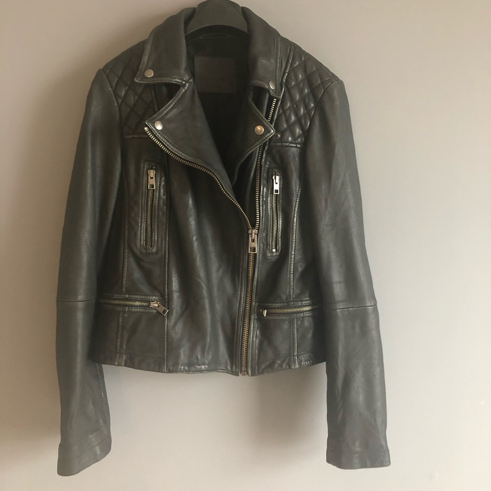 Authentic All Saints black leather jacket US 6